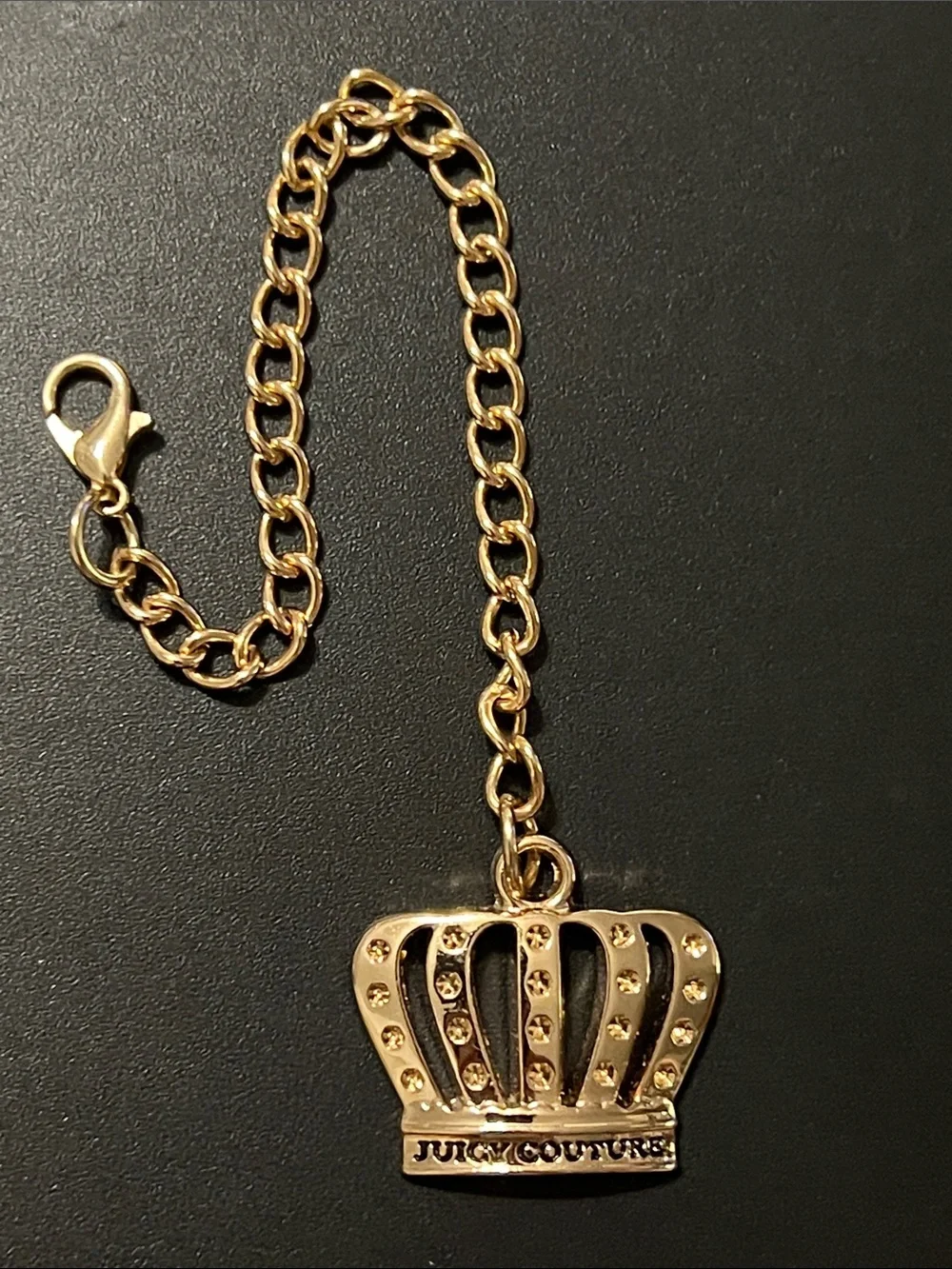 Vintage Juicy Couture Gold Crown Bag Charm Zipper Pull Y2K